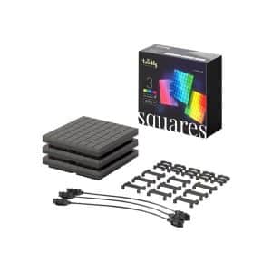 Twinkly Squares Extension Pack - 3 App-controlled LED Panels with 64 RGB Pixels. Black.