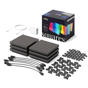 Twinkly Squares Starter Kit - 5+1 App-controlled LED Panels with 64 RGB Pixels. Black.