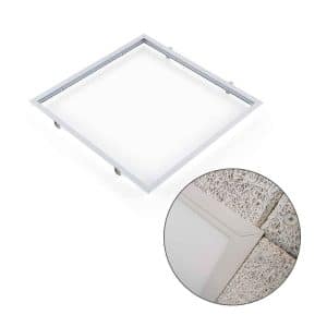 Indbygningsramme til LED Panel 60x60 - 25mm - Klik til Gips & Troldtekt - Hvid