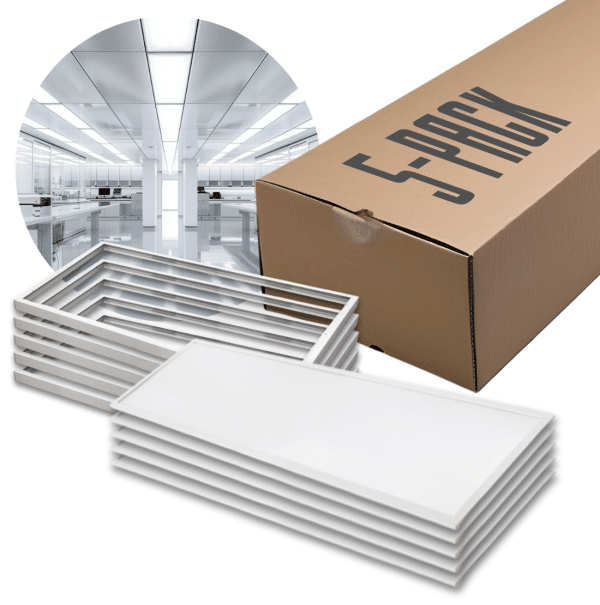 LED Panel 30X120 - 5-Pak - 4000K - 4300lm - 40W - NELIO - Inkl. Påbygningsramme - Hvid