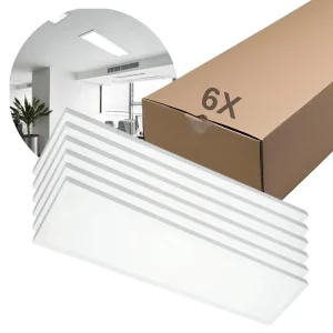 LED Panel 30x120 - 6-Pak - 4000K - 3960lm - 36W - BRISBANE - Indbygget Ramme - Hvid