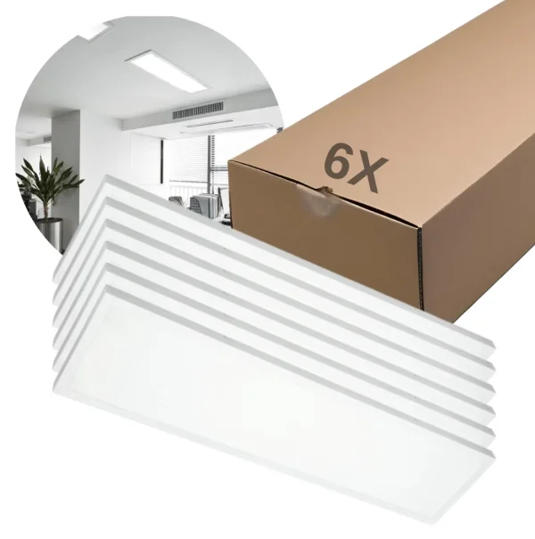 LED Panel 30x120 - 6-Pak - 4000K - 3960lm - 36W - BRISBANE - Indbygget Ramme - Hvid