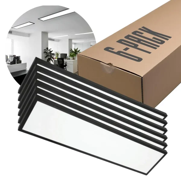 LED Panel 30x120 - 6-Pak - 4000K - 3960lm - 36W - BRISBANE - Indbygget Ramme - Sort