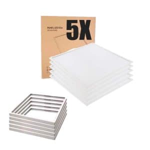 LED Panel 60x60 - 5-Pak - 3000K - 4300lm - 40W - NELIO - Inkl. Påbygningsramme - Hvid