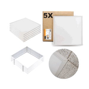 LED Panel 60x60 - 5-Pak - 4000K - 4000lm - 40W - NIRA - Inkl. Indbygningsramme - Hvid