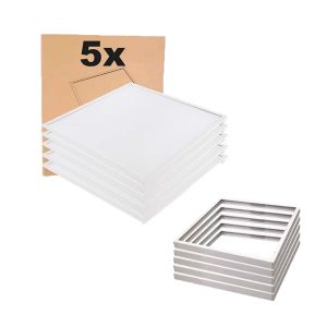 LED Panel 60x60 - 5-Pak - 4000K - 4300lm - 40W - NELIO - Inkl. Påbygningsramme - Hvid