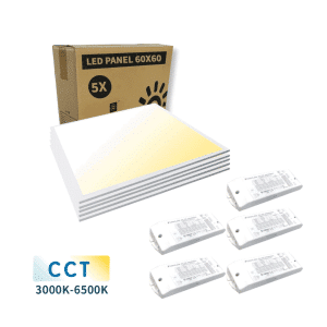 LED Panel 60x60 - 5-Pak - CCT - 3200lm - 32W - SMART - Zigbee - Hvid