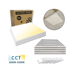 LED Panel 60x60 - 5-Pak - CCT - 3200lm - 32W - SMART - Zigbee - Inkl. Troldtektramme - Hvid