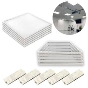 LED Panel 60x60 - 5-Pak - Dæmpbart - 4000K - 4000lm - 40W - NIRA - Inkl. Troldtektramme - Hvid