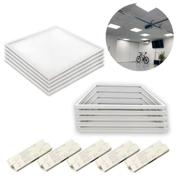 LED Panel 60x60 - 5-Pak - Dæmpbart - 4000K - 4000lm - 40W - NIRA - Inkl. Troldtektramme - Hvid