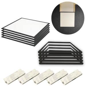 LED Panel 60x60 - 5-Pak - Dæmpbart - 4000K - 4000lm - 40W - NIRA - Inkl. Troldtektramme - Sort