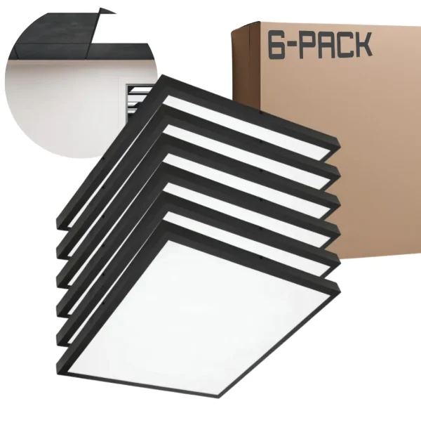 LED Panel 60x60 - 6-Pak - 4000K - 3960lm - 36W - BRISBANE - Indbygget Ramme - Sort