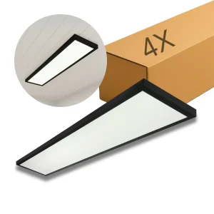 LED Panel 30x120 - 4-Pak - 4000K - 4000lm - 40W - LITE - Indbygget Ramme - Sort